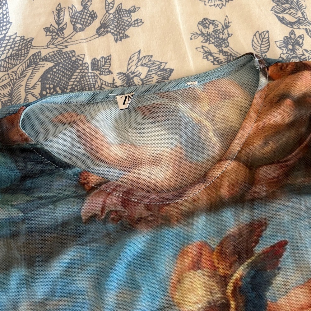 Zara Multicolor Angel Print Top - Picture 2 of 5